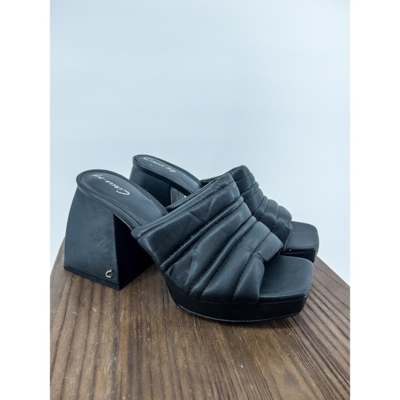Circus by Sam Edelman Shoes - Circus NY by Sam Edelman Black Quilted Puffer Platform Block Heel Mules Size 8.5
